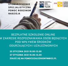 Bezpłatne szkolenie online w zakresie rozpoznawania osób będących pod wpływem środków odurzających i uzależnionych
